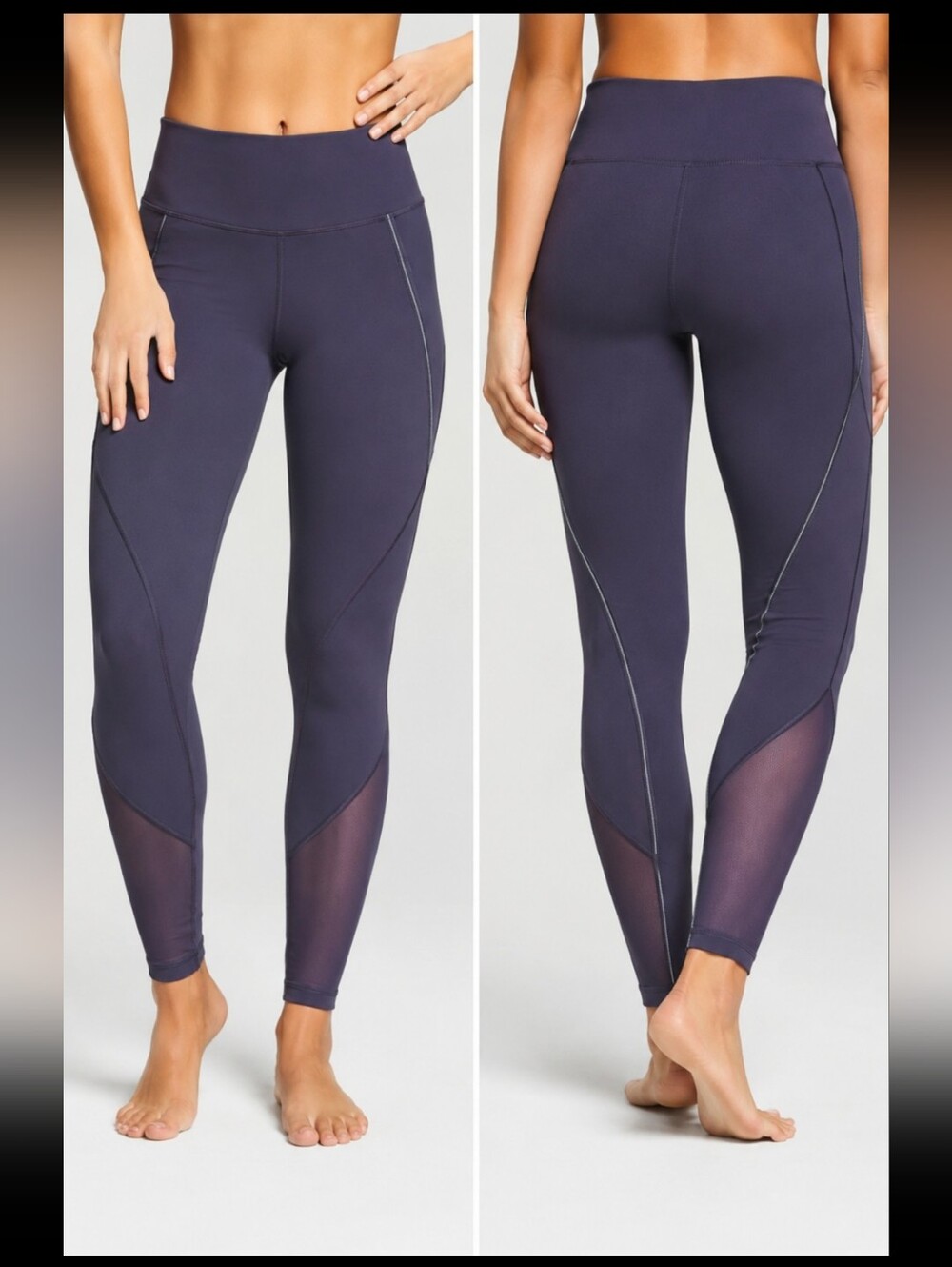 Victoria's Secret Sport Knockout Tights Periwinkle Mint Piping Mesh Inset Med